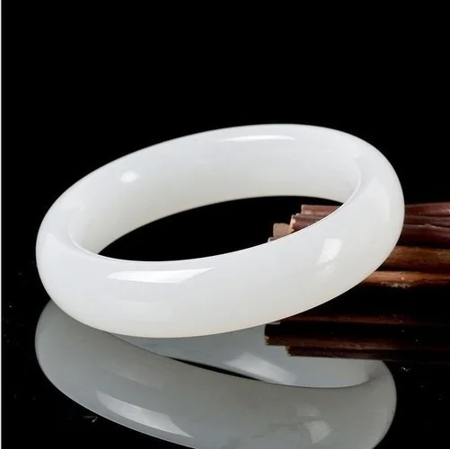 Women Fashion Jewellery - Genuine Natural White Jade Bangle Bracelet