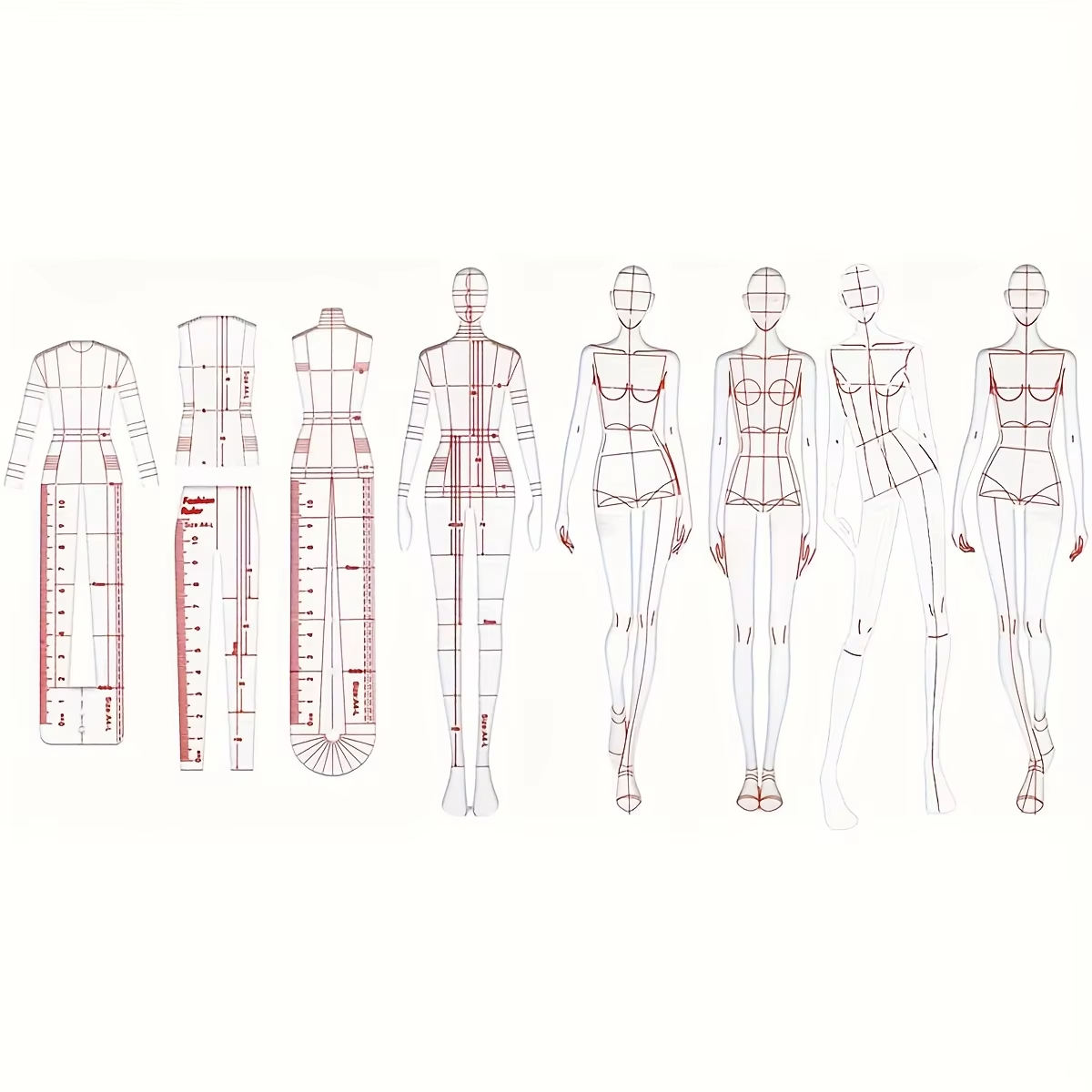 Women Fashion Figure Template - 1 Set Women Fashion Drawing Ruler