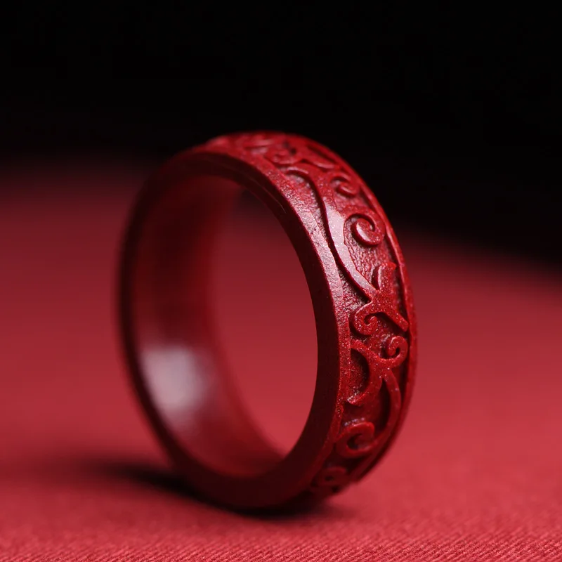 Women Fashion Jewellery - Natural Authentic Cinnabar Ring Gift Girlfriend