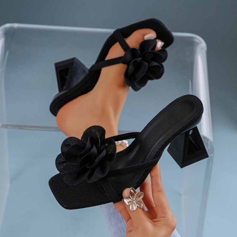 Women'S Fashion Line - Womens 3D Flower Decor Sandals Triangular
