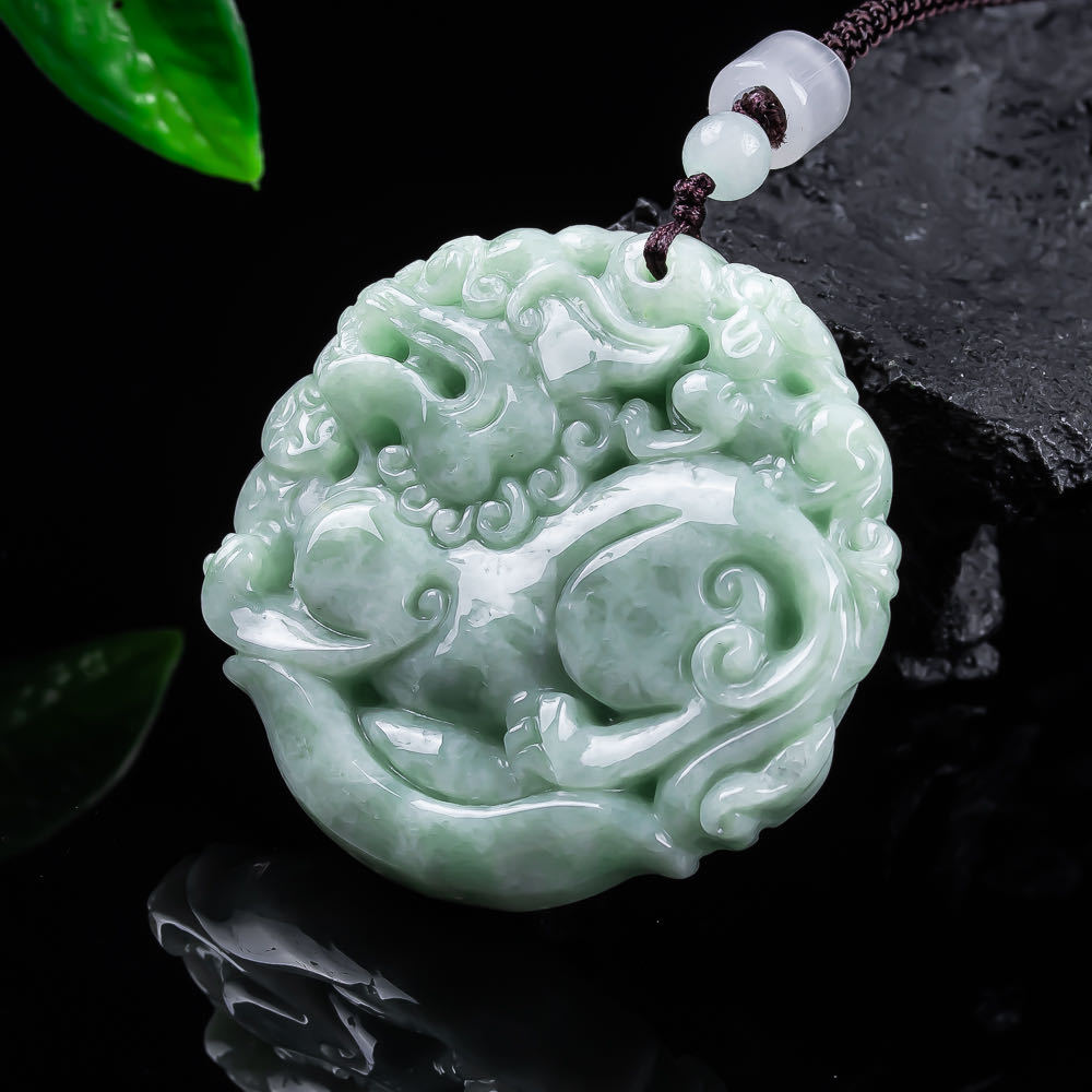 Women'S Fashion Gifts - Natural Myanmar Jadeite Pixiu Pendant Necklace