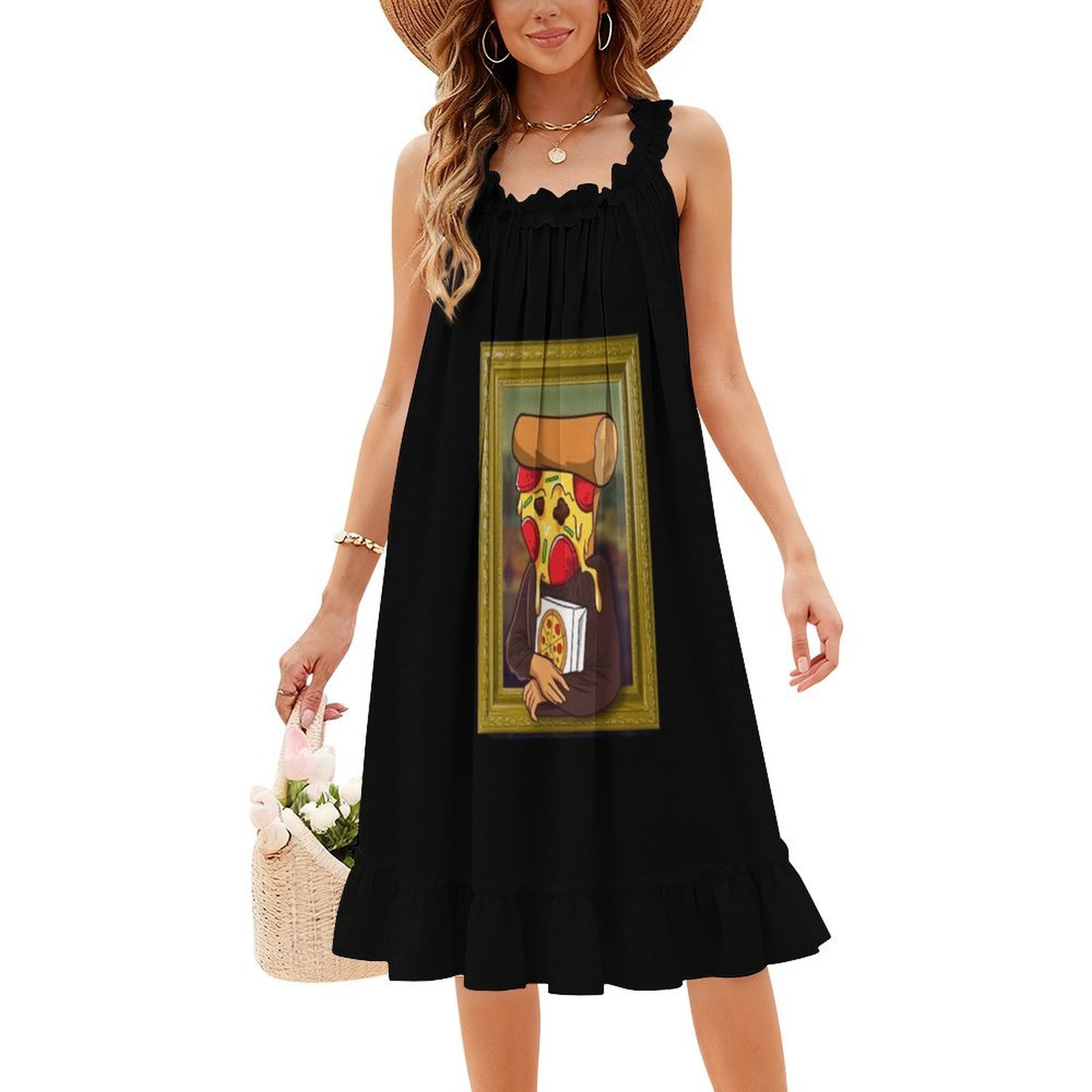 The Pizza Mona Lisa Funny Arti - огляд і ціна Smocked Dress Women