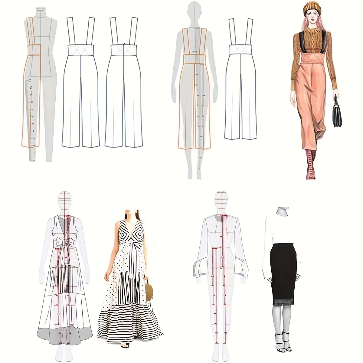 1 Set Women Fashion Drawing Ru - огляд і ціна Women Fashion Figure Template
