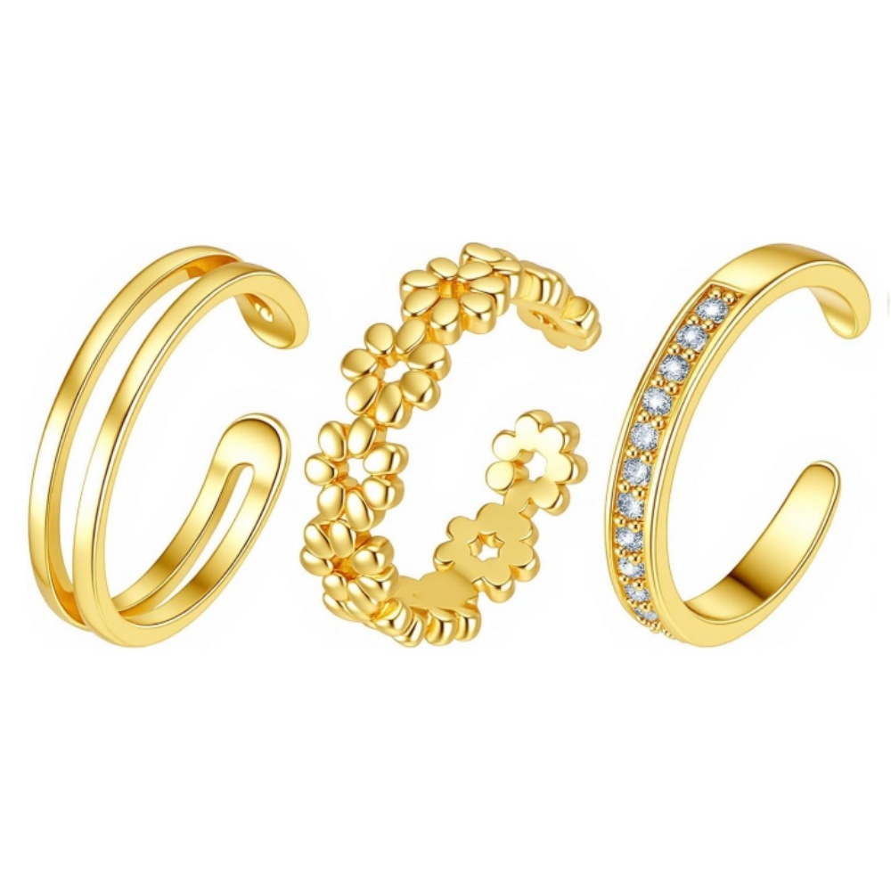 3Pcs Gold Open Adjustable Ring - огляд і ціна Women'S Fashion Rings Gold