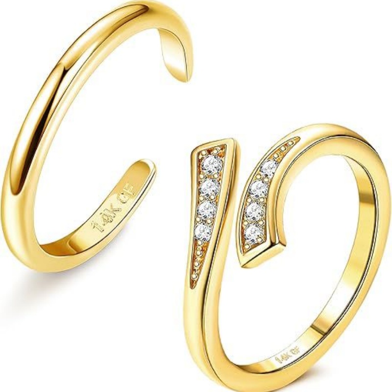 14K Gold-Plated Adjustable Zir - огляд і ціна Women'S Fashion Rings Gold