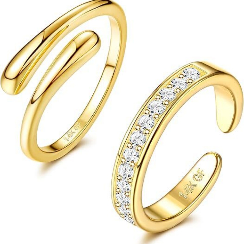 14K Gold-Plated Adjustable Zir - огляд і ціна Women'S Fashion Rings Gold
