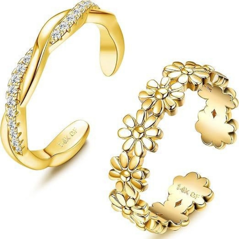14K Gold-Plated Adjustable Zir - огляд і ціна Women'S Fashion Rings Gold