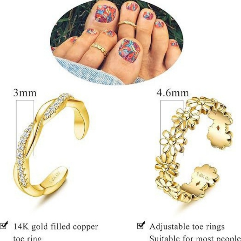 14K Gold-Plated Adjustable Zir - огляд і ціна Women'S Fashion Rings Gold