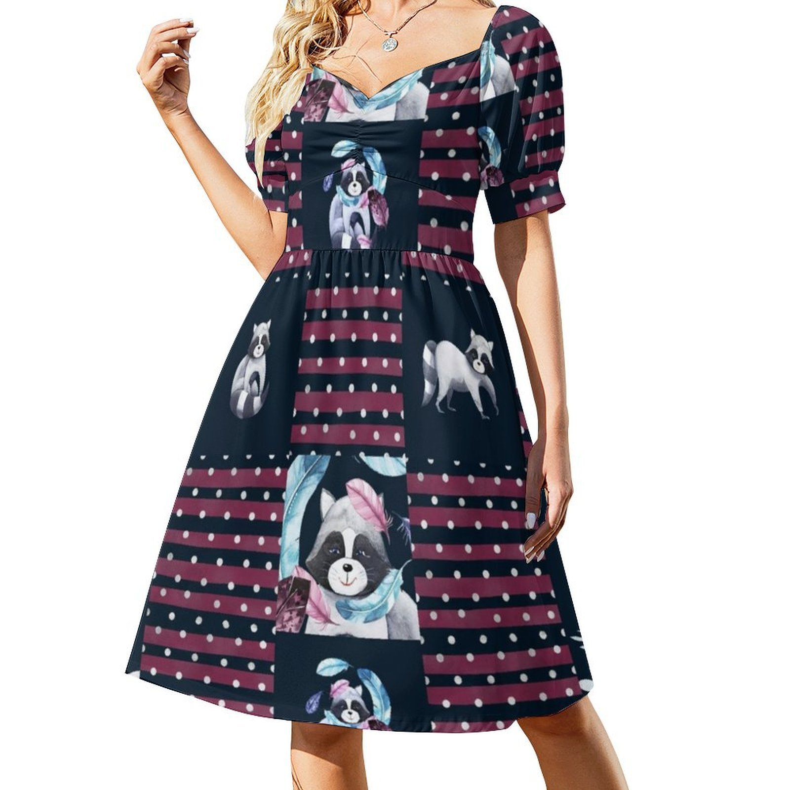 Raccoons Floral Feather Floral - огляд і ціна Smocked Dress Women