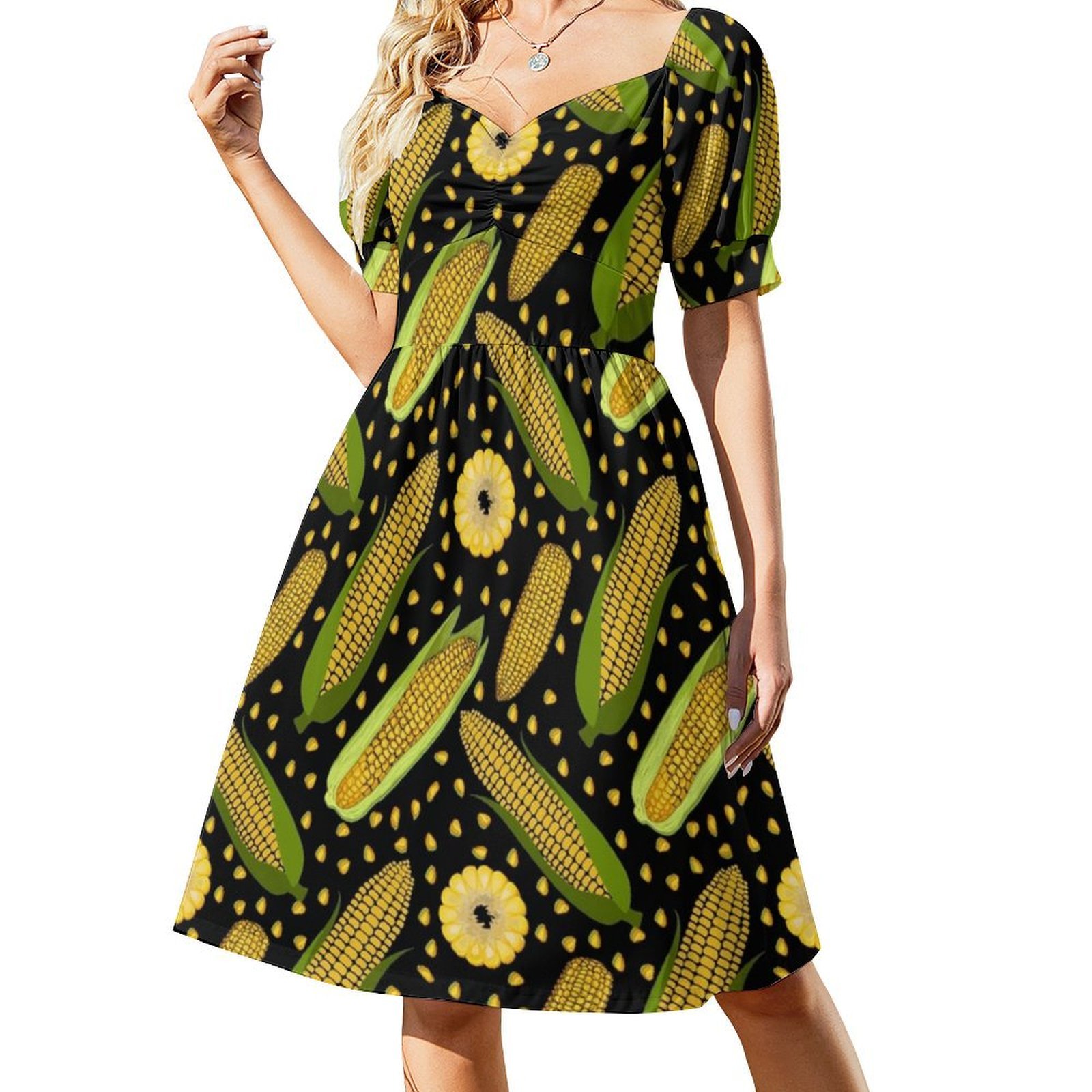 Corn Pattern Floral Smock Dres - огляд і ціна Smocked Dress Women