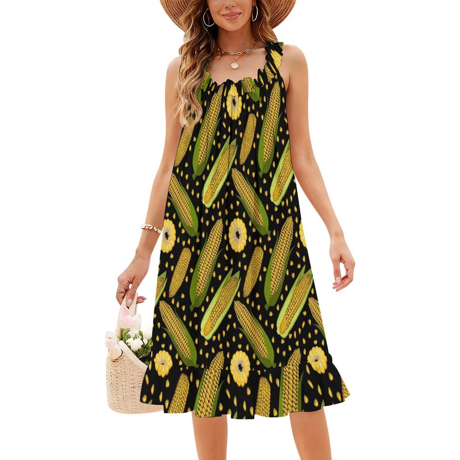 Corn Pattern Floral Smock Dres - огляд і ціна Smocked Dress Women