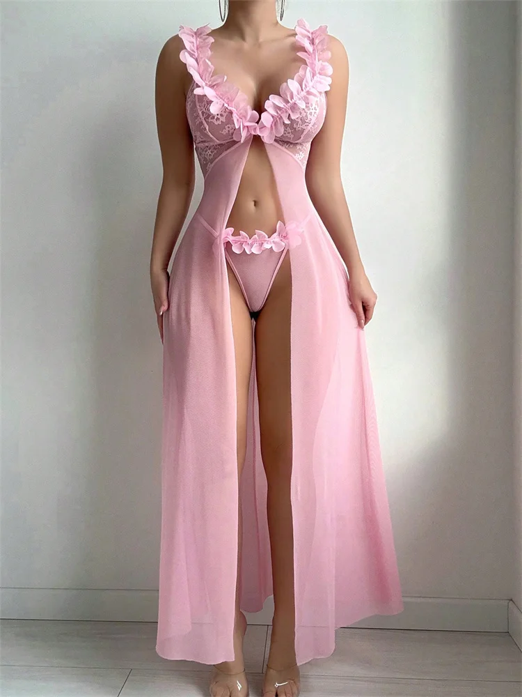 Pink Floral Lace See Through N - огляд і ціна Women'S Fashion Line