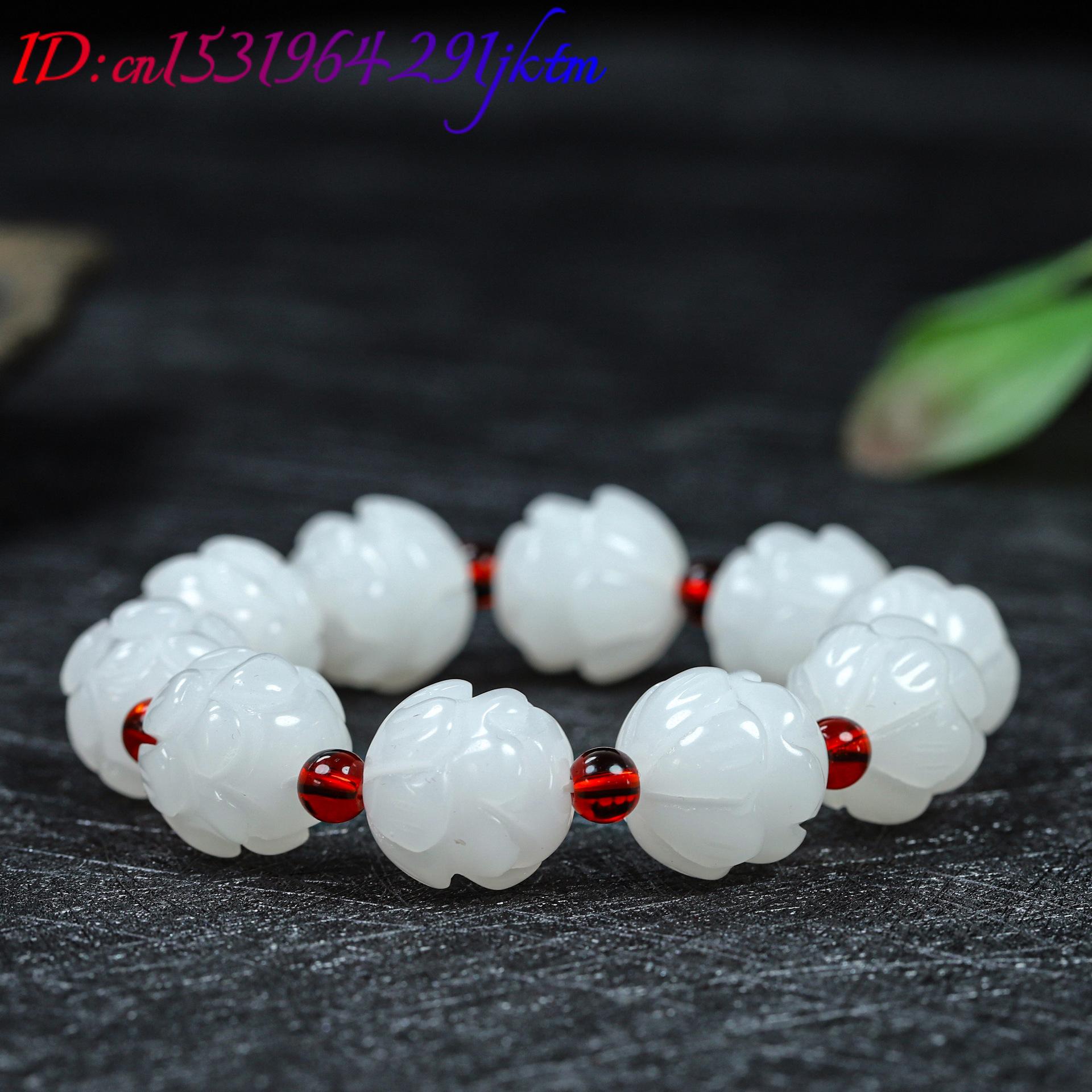 White Real Jade Lotus Bracelet - огляд і ціна Women'S Fashion Gifts