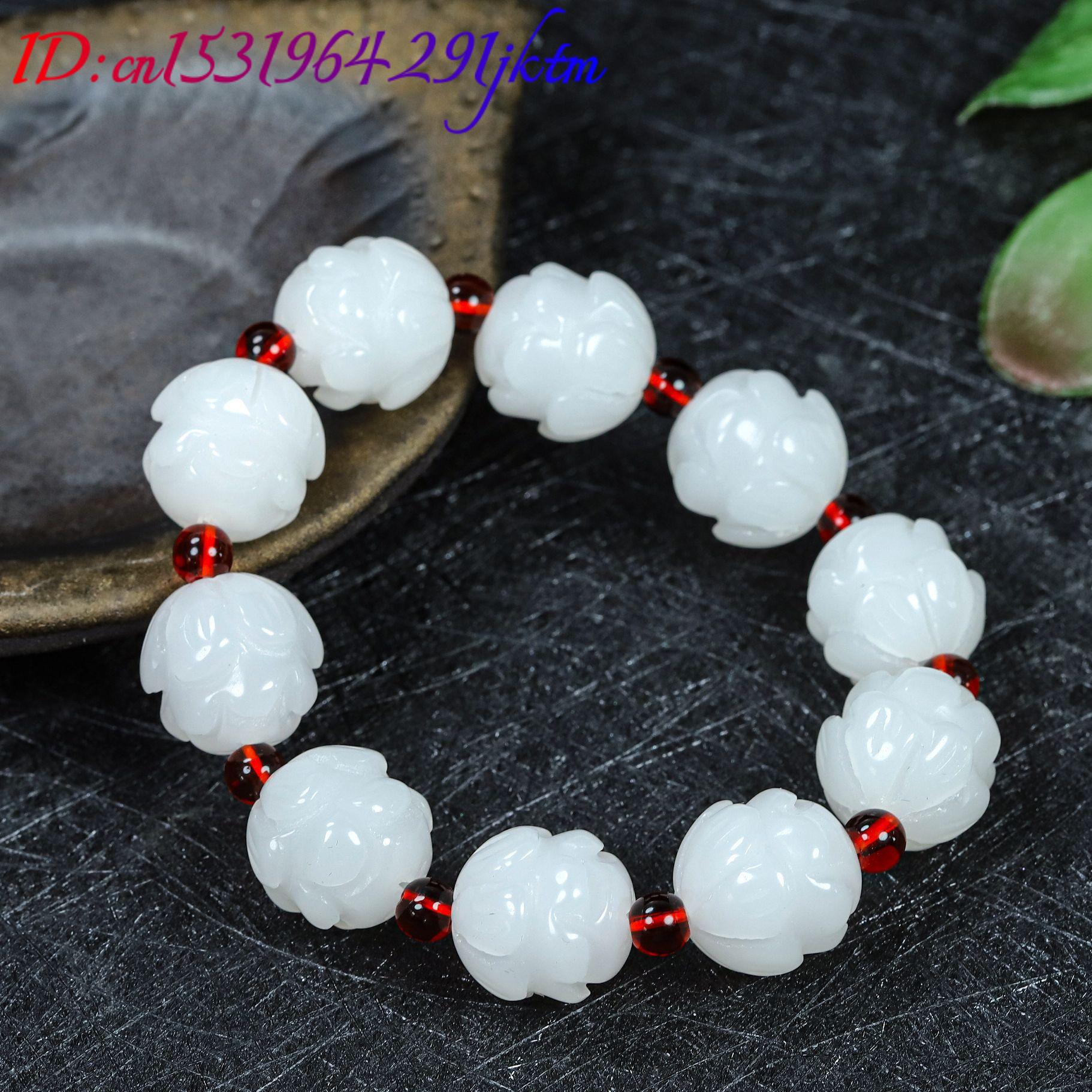 White Real Jade Lotus Bracelet - огляд і ціна Women'S Fashion Gifts