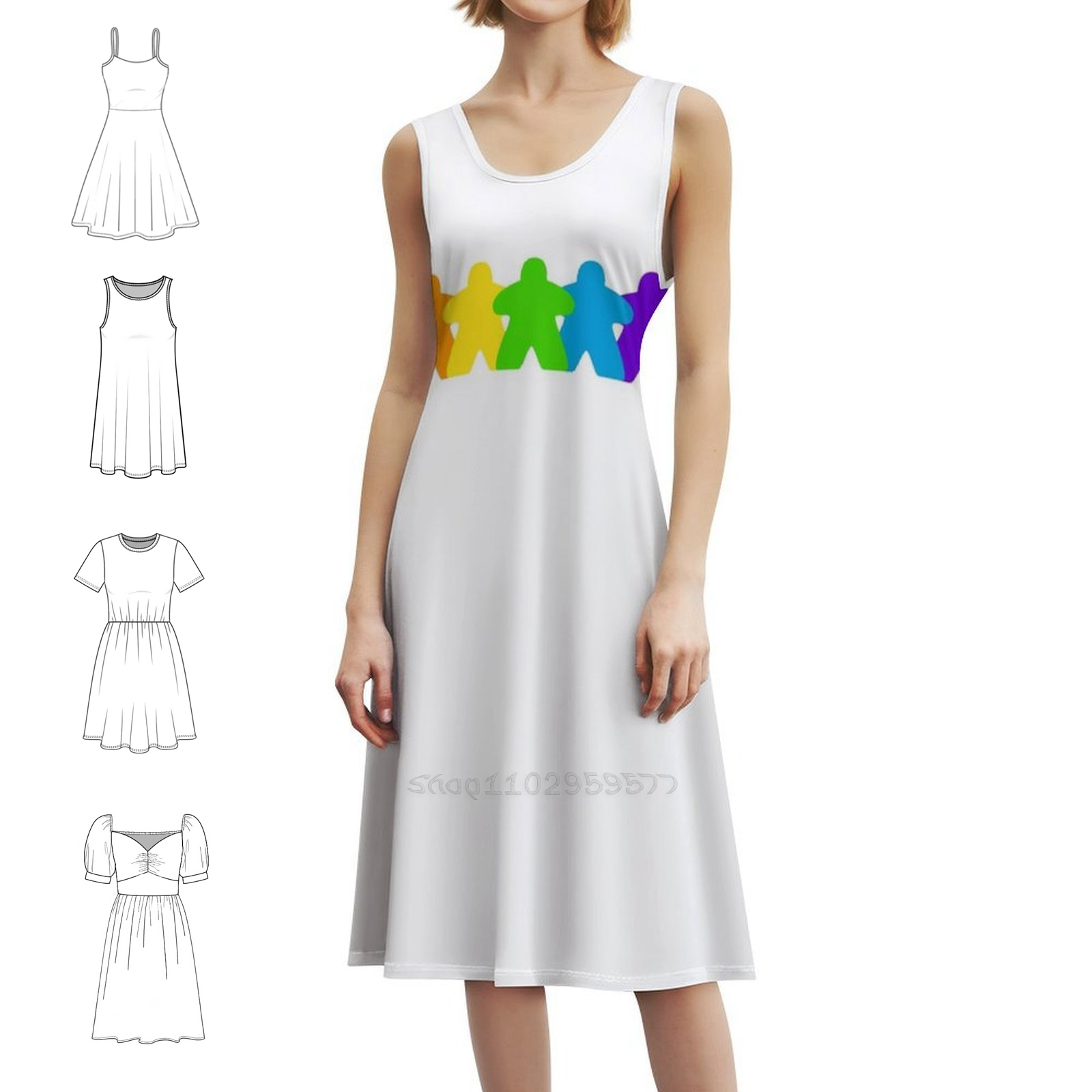 All The Colors Of The Meeples- - огляд і ціна Smocked Dress Women