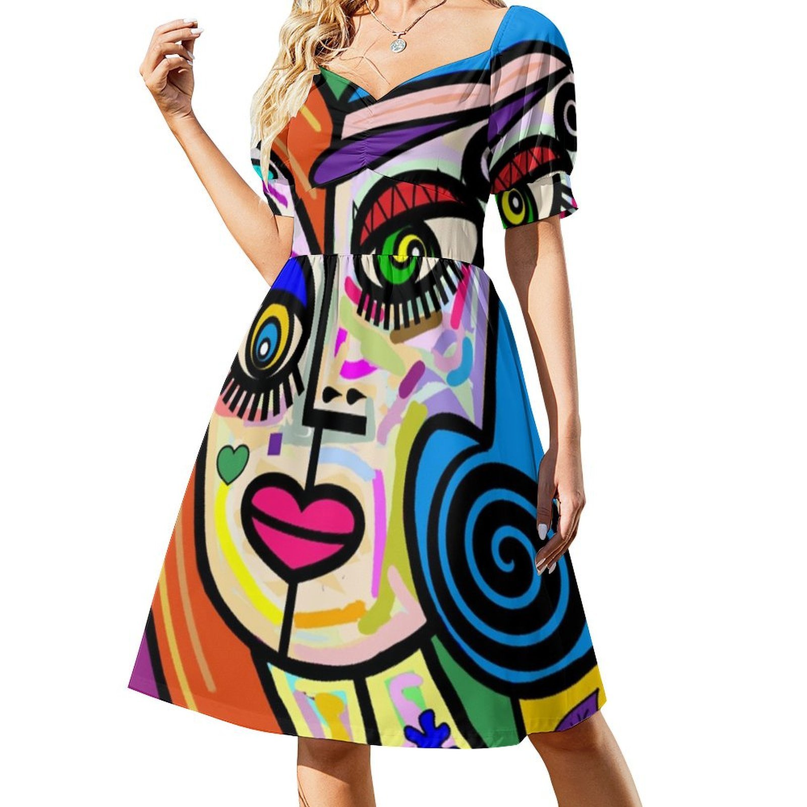 Funky Ladies Abstract Face No  - огляд і ціна Smocked Dress Women